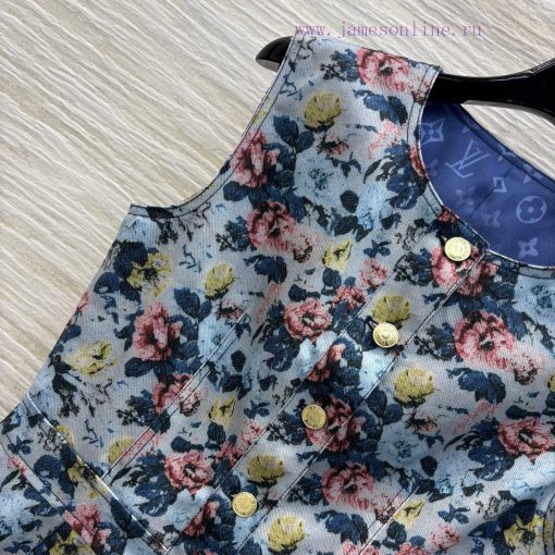 CL75393 Louis Vuitton 25 Early Spring Floral Jacquard Denim Collection Buckle And Waist Sleevel iibo9pr2 - Image 4