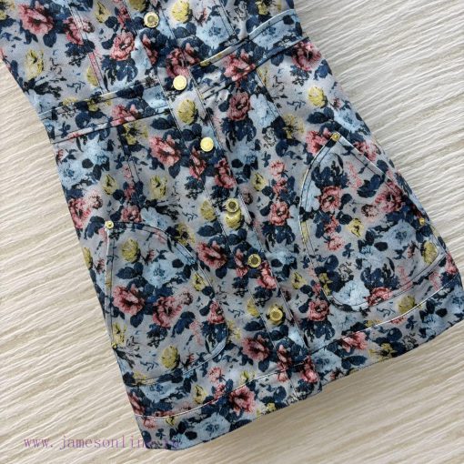 CL75393 Louis Vuitton 25 Early Spring Floral Jacquard Denim Collection Buckle And Waist Sleevel iibo9pr2 - Image 8