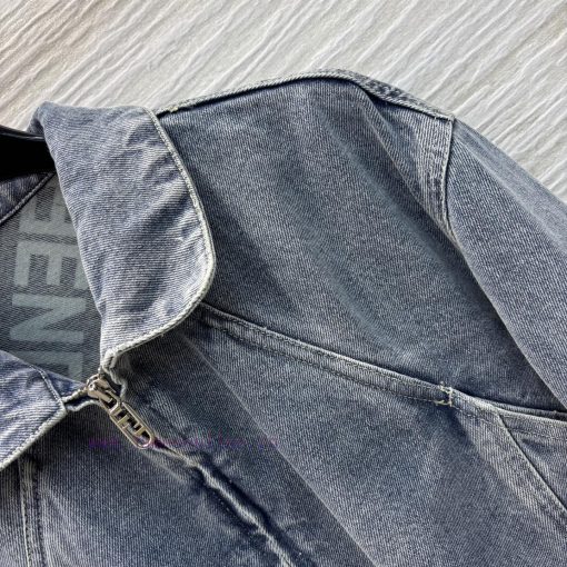 CW75396 Fendi 25 New Style Collar Short Denim Jacket With Letter Lining Three-dimensional Cutti 1kl6h8tc - Image 5