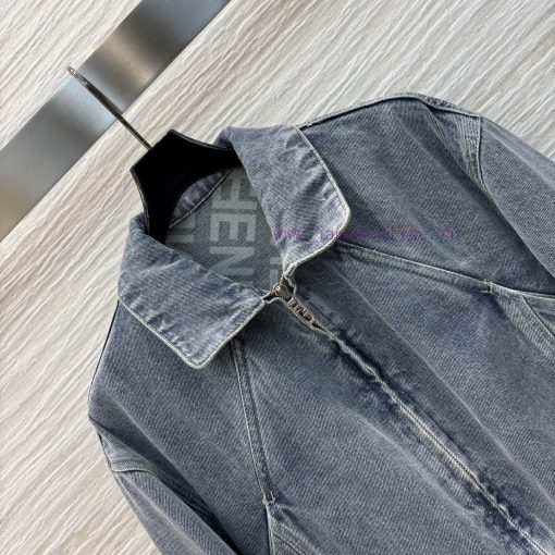 CW75396 Fendi 25 New Style Collar Short Denim Jacket With Letter Lining Three-dimensional Cutti 1kl6h8tc - Image 6