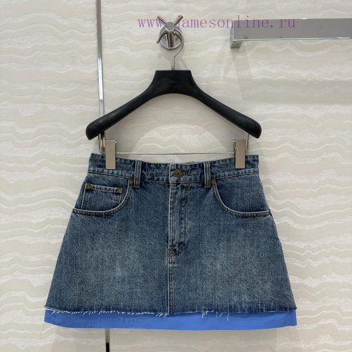 AB73797 Miu Miu Girls' Dressing: Intellectual Molecular Academy Style Denim Denim Half Skirt Re jppik7lq