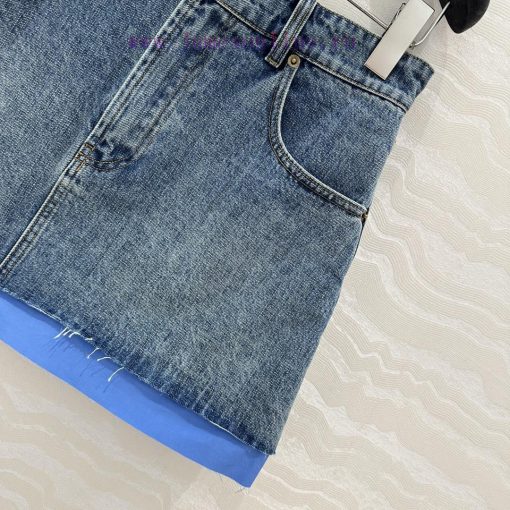AB73797 Miu Miu Girls' Dressing: Intellectual Molecular Academy Style Denim Denim Half Skirt Re jppik7lq - Image 4