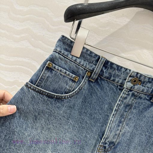 AB73797 Miu Miu Girls' Dressing: Intellectual Molecular Academy Style Denim Denim Half Skirt Re jppik7lq - Image 5