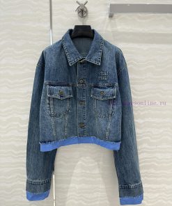 AW73798 Miu Miu Girls' Dress Up: Intellectual Molecular Academy Style Denim Denim Jacket Retro 5pa46b4f