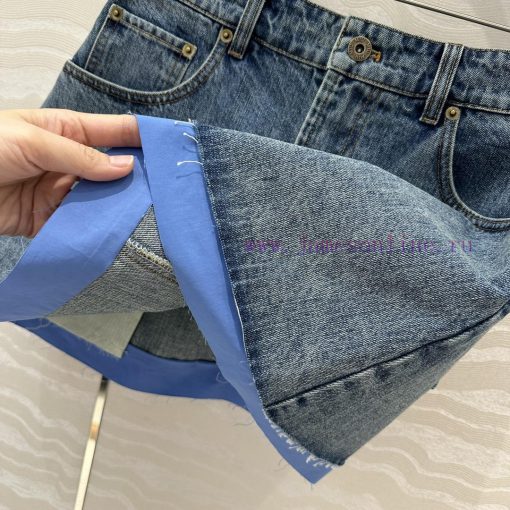 AB73797 Miu Miu Girls' Dressing: Intellectual Molecular Academy Style Denim Denim Half Skirt Re jppik7lq - Image 6