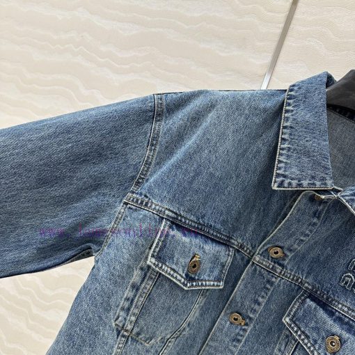 AW73798 Miu Miu Girls' Dress Up: Intellectual Molecular Academy Style Denim Denim Jacket Retro 5pa46b4f - Image 5