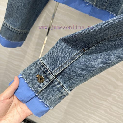 AW73798 Miu Miu Girls' Dress Up: Intellectual Molecular Academy Style Denim Denim Jacket Retro 5pa46b4f - Image 6