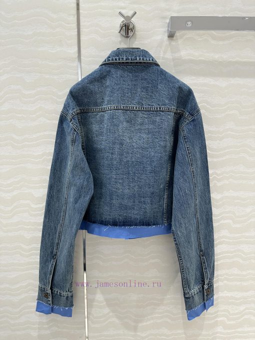 AW73798 Miu Miu Girls' Dress Up: Intellectual Molecular Academy Style Denim Denim Jacket Retro 5pa46b4f - Image 10