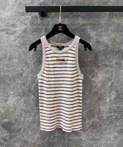 ZT60217 Chanel 25P Early Spring New Micro Striped Knitted Vest | Yb Developed Soft Skin Friendl tt8letg1