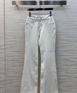 CK75511 Chanel 25 Spring/Summer White Micro Flared Jeans With Logo Decoration On The Back Pocke f0jx4yrw