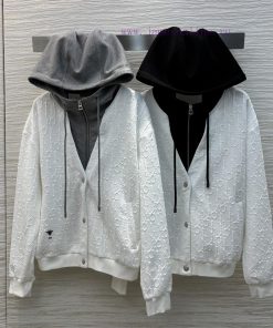 CW75515 Dior 25 Early Spring New Collection Fake Two Piece Logo Jacquard Jacket Jacket With Spl u7osa7e2