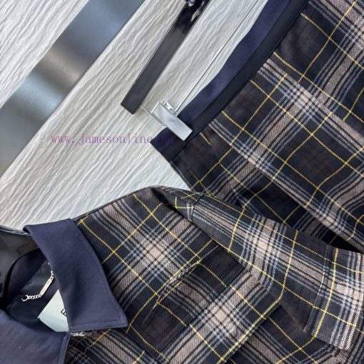 CT75517 Fendi 25 Early Spring Plaid Wool Pilot Jacket Flap Pocket Short+wool Plaid Shorts Set C prvh55h9 - Image 5