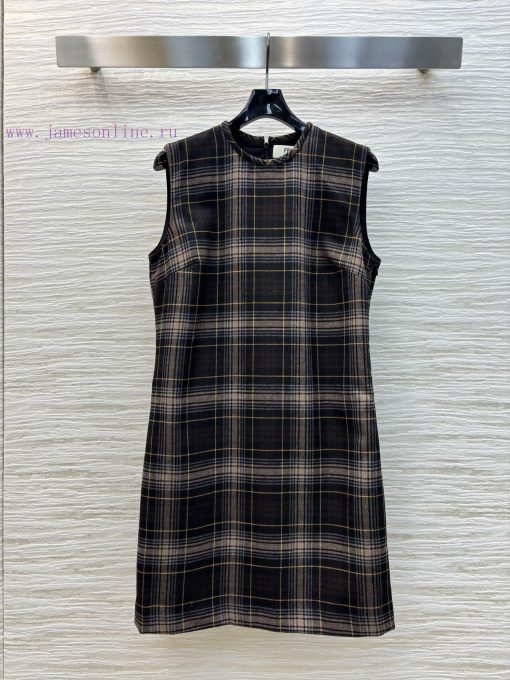 CL75518 Fendi 25 Early Spring Plaid Sleeveless Dress With Simple And Atmospheric Design Instant com31jij