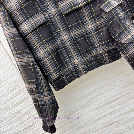 CT75517 Fendi 25 Early Spring Plaid Wool Pilot Jacket Flap Pocket Short+wool Plaid Shorts Set C prvh55h9 - Image 7