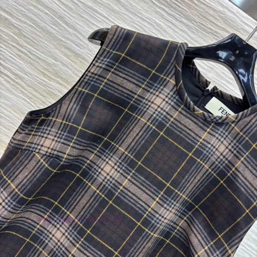 CL75518 Fendi 25 Early Spring Plaid Sleeveless Dress With Simple And Atmospheric Design Instant com31jij - Image 4