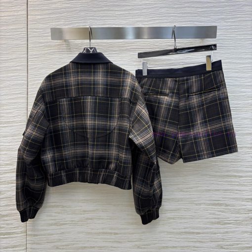 CT75517 Fendi 25 Early Spring Plaid Wool Pilot Jacket Flap Pocket Short+wool Plaid Shorts Set C prvh55h9 - Image 9
