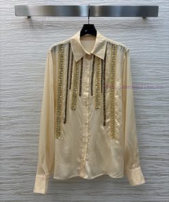CC75521 Niche Design 25 Spring And Summer Goose Egg Yellow Handmade Bead Shirt Custom Fabric Co 8v7gncu5
