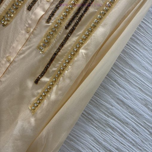 CC75521 Niche Design 25 Spring And Summer Goose Egg Yellow Handmade Bead Shirt Custom Fabric Co 8v7gncu5 - Image 8