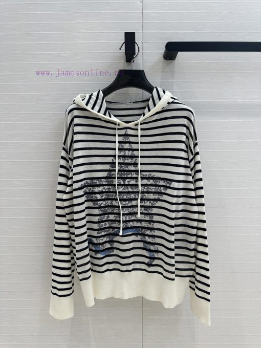 BT75522 Miss Dior Navy Style Stripe Star Flower Print Hoodie Design Linen Knitted Shirt Stripe 9bk3uqy2