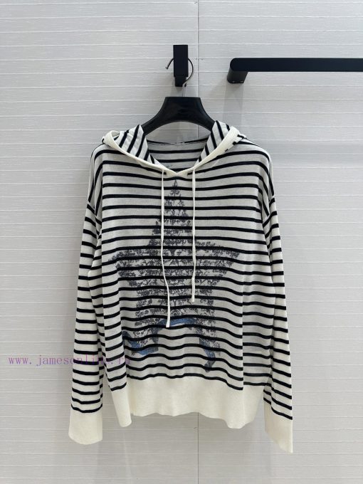 BT75522 Miss Dior Navy Style Stripe Star Flower Print Hoodie Design Linen Knitted Shirt Stripe 9bk3uqy2 - Image 2