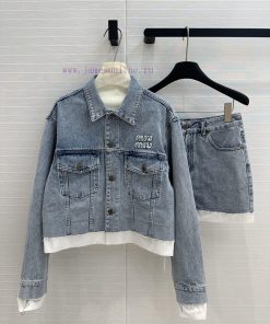 Hot Selling Recommendation ️ Early Spring BT75527 Miu Miu Girl's Outfit Set College Style Denim g7cs8uec