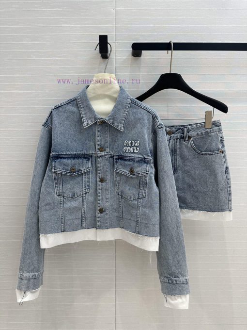 Hot Selling Recommendation ️ Early Spring BT75527 Miu Miu Girl's Outfit Set College Style Denim g7cs8uec