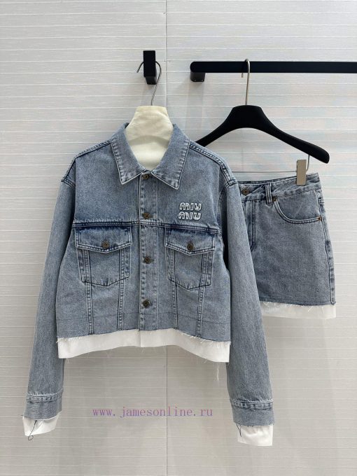 Hot Selling Recommendation ️ Early Spring BT75527 Miu Miu Girl's Outfit Set College Style Denim g7cs8uec - Image 2