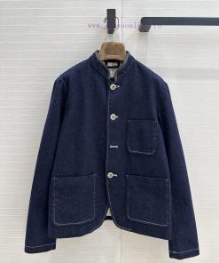 Highly Recommended BW75529 Loro Piana's New Product Is A Vintage Style Stand Up Collar Denim Ja aishgsis