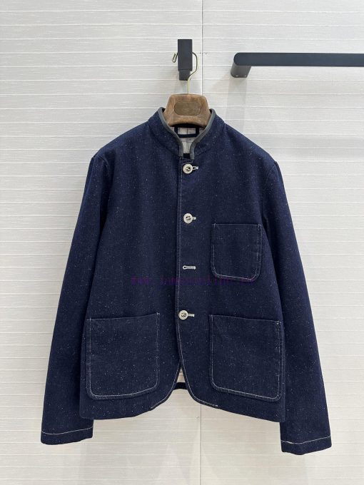 Highly Recommended BW75529 Loro Piana's New Product Is A Vintage Style Stand Up Collar Denim Ja aishgsis - Image 2