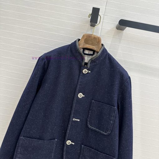 Highly Recommended BW75529 Loro Piana's New Product Is A Vintage Style Stand Up Collar Denim Ja aishgsis - Image 3