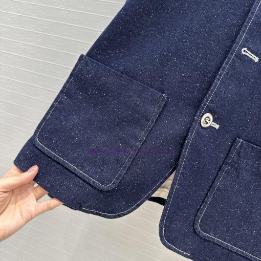 Highly Recommended BW75529 Loro Piana's New Product Is A Vintage Style Stand Up Collar Denim Ja aishgsis - Image 5