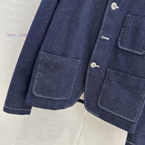 Highly Recommended BW75529 Loro Piana's New Product Is A Vintage Style Stand Up Collar Denim Ja aishgsis - Image 6