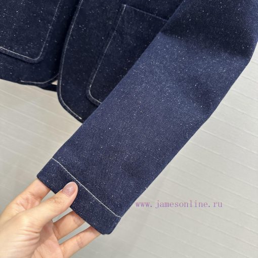 Highly Recommended BW75529 Loro Piana's New Product Is A Vintage Style Stand Up Collar Denim Ja aishgsis - Image 7