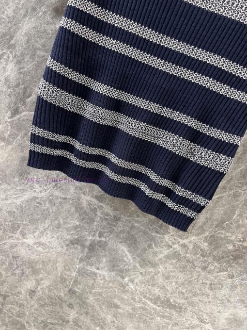 ZT60226 Chanel 25Ss Spring/Summer New Color Contrast Stripe Knitted Short Sleeve Top | Produced r2x3pbfq - Image 8