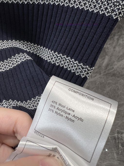 ZT60226 Chanel 25Ss Spring/Summer New Color Contrast Stripe Knitted Short Sleeve Top | Produced r2x3pbfq - Image 10
