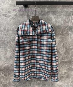 ZC60229 R13 25Ss Early Spring New Workwear Style Retro Stand Up Collar Large Pocket Plaid Shirt 1s4tuj72
