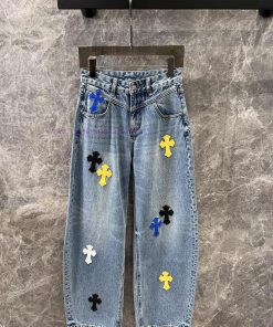 ZK60233 Chrome Hearts 25Ss Early Spring New Colorful Cross Skin Washed Jeans | Produced Super V r04qcwvf