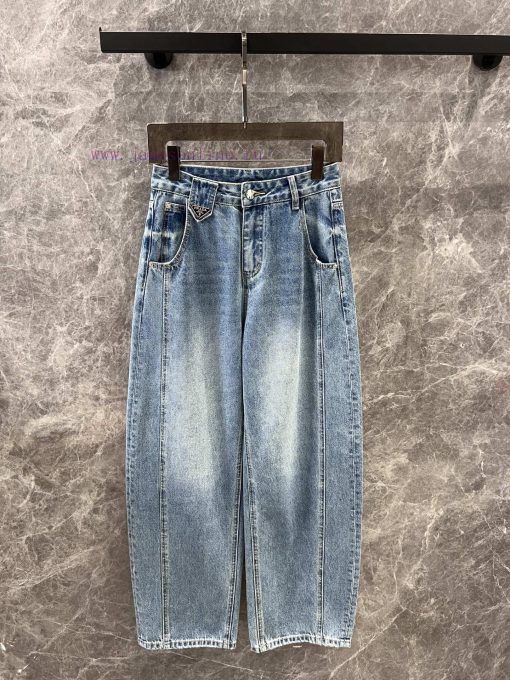 ZK60236 Prada 25Ss Early Spring New Triangle Gradually Changing Embroidery Denim Pants | The Pr 9bvetlp2 - Image 2