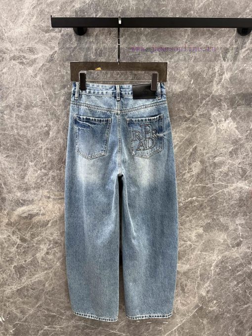ZK60236 Prada 25Ss Early Spring New Triangle Gradually Changing Embroidery Denim Pants | The Pr 9bvetlp2 - Image 3
