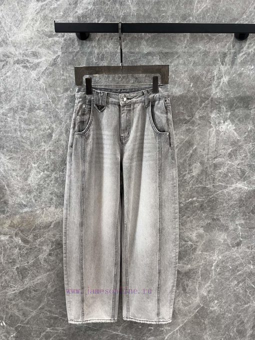 ZK60236 Prada 25Ss Early Spring New Triangle Gradually Changing Embroidery Denim Pants | The Pr e2qf7uec