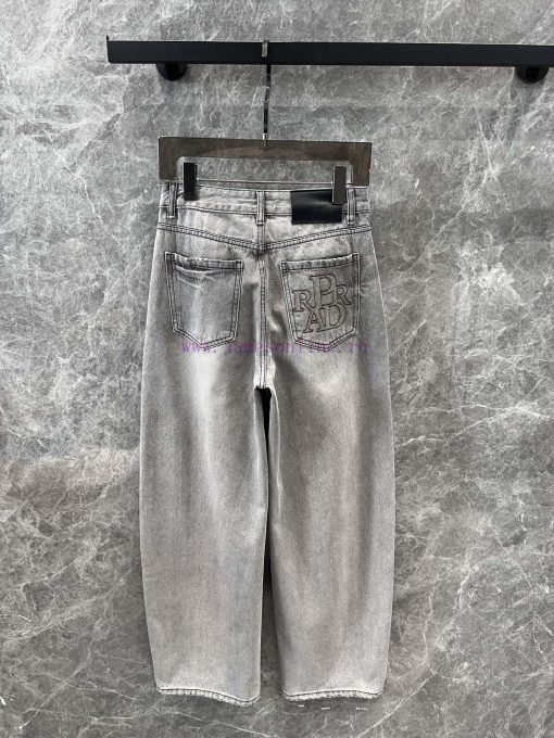 ZK60236 Prada 25Ss Early Spring New Triangle Gradually Changing Embroidery Denim Pants | The Pr e2qf7uec - Image 3