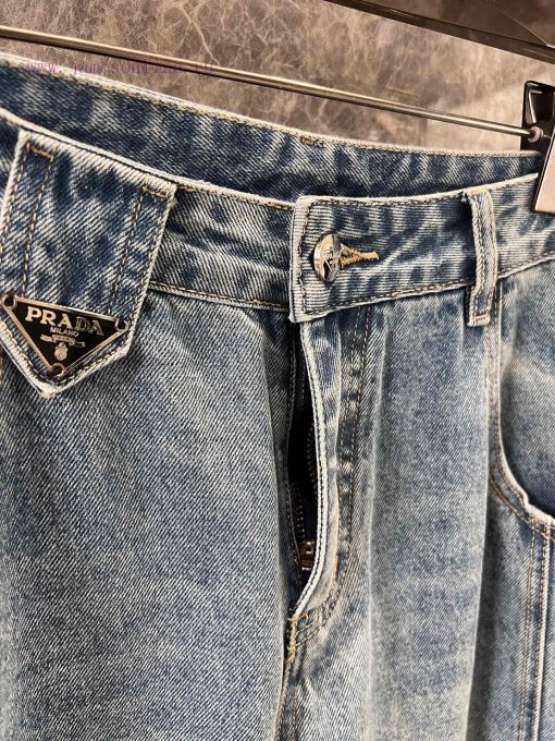 ZK60236 Prada 25Ss Early Spring New Triangle Gradually Changing Embroidery Denim Pants | The Pr 9bvetlp2 - Image 7