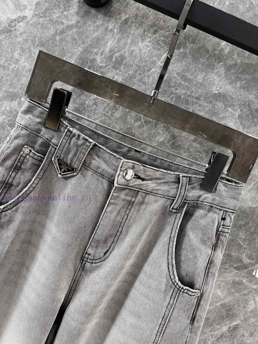 ZK60236 Prada 25Ss Early Spring New Triangle Gradually Changing Embroidery Denim Pants | The Pr e2qf7uec - Image 4