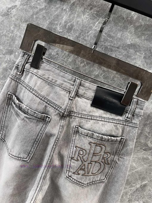 ZK60236 Prada 25Ss Early Spring New Triangle Gradually Changing Embroidery Denim Pants | The Pr e2qf7uec - Image 5