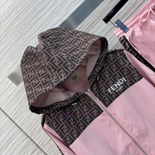 CT75538 Fendi 25 Early Spring New Collection Contrasting Double F Printed Casual Suit Hooded Ja nff1j1ev - Image 3