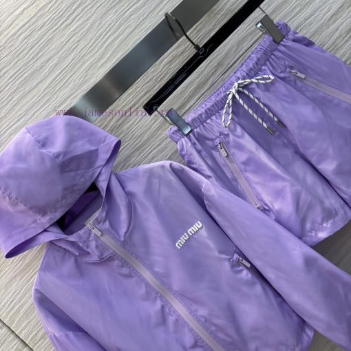 CT75550 Miu Miu Miu 25 Early Spring New Collection Lavender Purple Sunscreen Set Hooded Zipper e10hdwma - Image 7