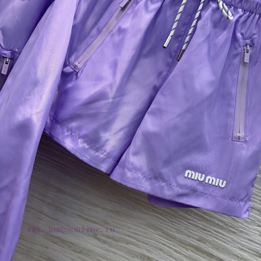 CT75550 Miu Miu Miu 25 Early Spring New Collection Lavender Purple Sunscreen Set Hooded Zipper e10hdwma - Image 8