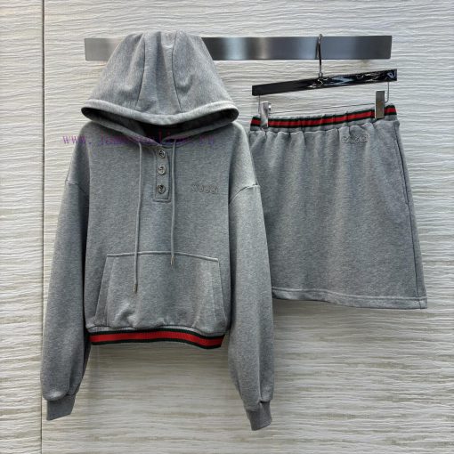 CT75551 Gucci 25 Early Spring New Collection Fashionable Casual Set Hooded Half Button Hoodie+E a4a0hu31 - Image 2