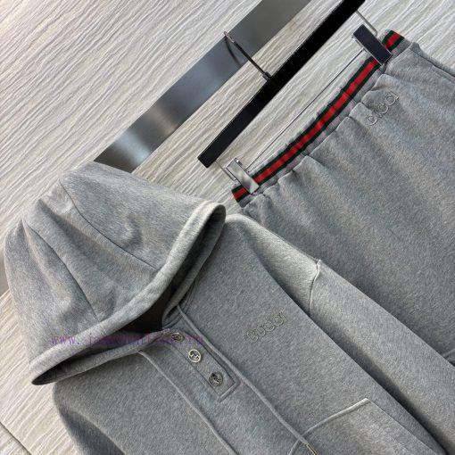 CT75551 Gucci 25 Early Spring New Collection Fashionable Casual Set Hooded Half Button Hoodie+E a4a0hu31 - Image 6