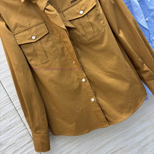 CC75555 Miu Miu 25 Early Spring New Item Classic Double Pocket Shirt Tie Decoration Simple Basi g7vtgi4f - Image 6